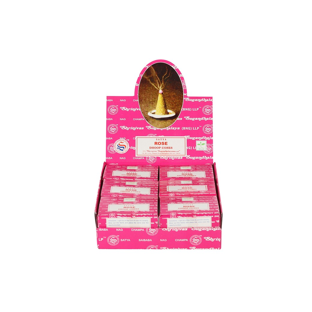 Set of 12 Packets of Rose Dhoop Cones by Satya