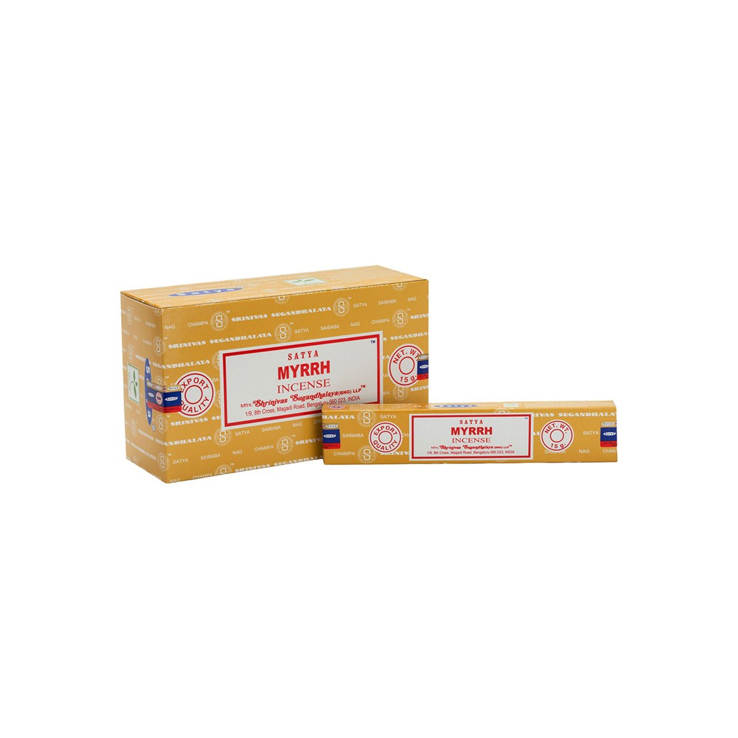 Set of 12 Packets of Myrrh Incense Sticks by Satya