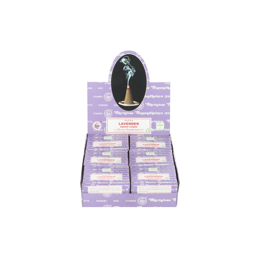 12 Packs of Lavender Dhoop Incense Cones by Satya