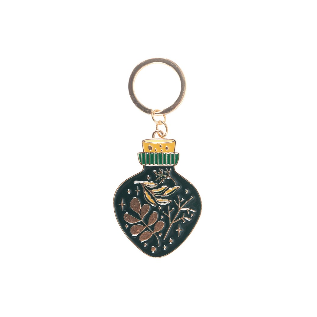 Green Witch Potion Bottle Keyring