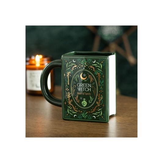 Green Witch Book Shaped Mug