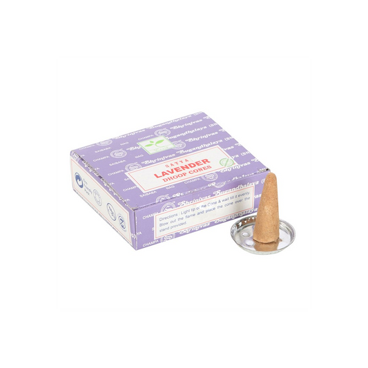 12 Packs of Lavender Dhoop Incense Cones by Satya