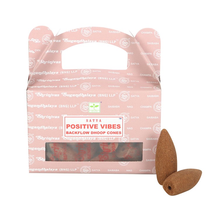 12 Packs of Positive Vibes Backflow Dhoop Incense Cones by Satya