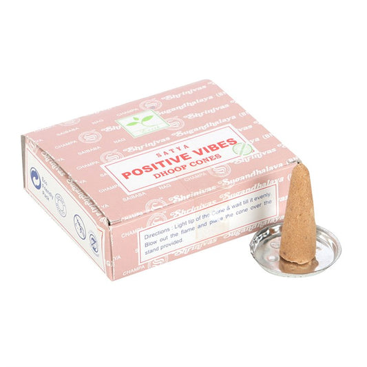 12 Packs of  Positive Vibes Dhoop Incense Cones by Satya