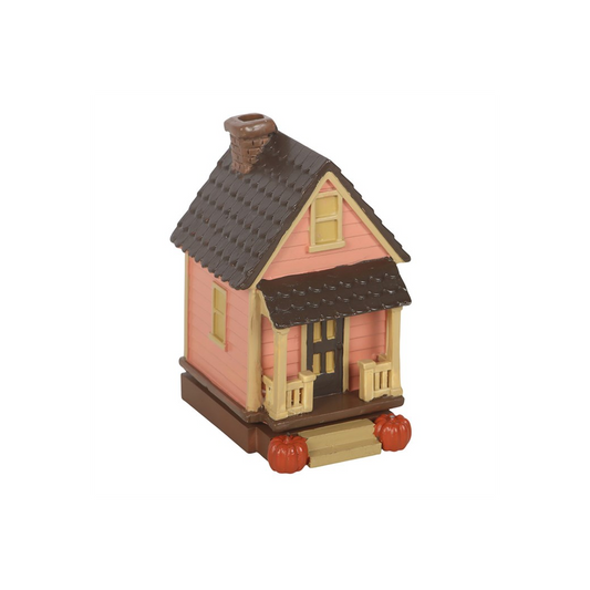 Pink House Incense Cone Burner with Pumpkins