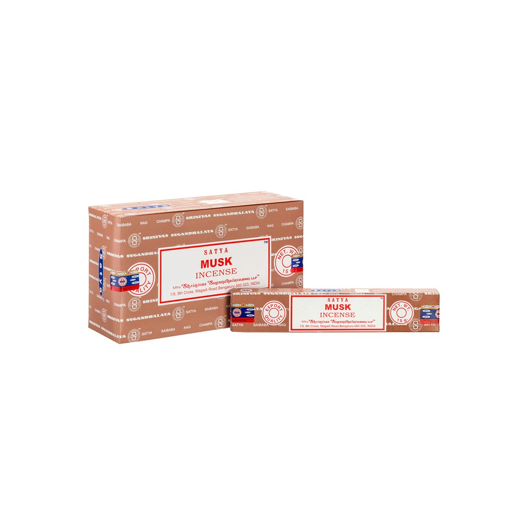 Set of 12 Packets of Musk Incense Sticks by Satya