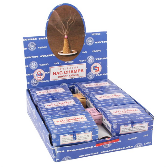 Set of 12 Nagchampa Dhoop Cones by Satya (6/30)