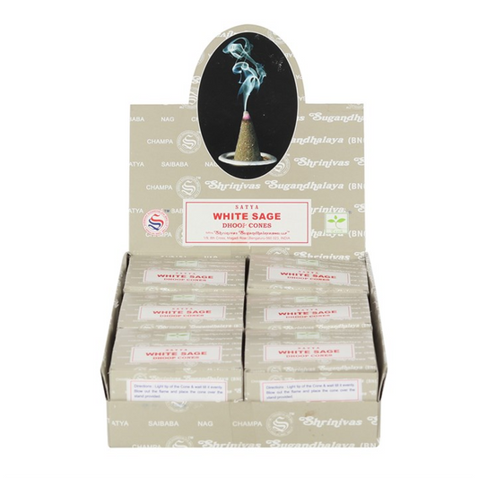Set of 12 White Sage Dhoop Cones by Satya (6/30)