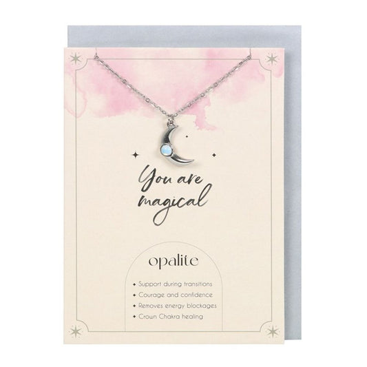 Opalite Crescent Moon Necklace Card